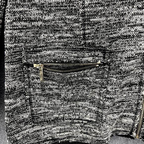 Karl Lagerfeld Jacket Womens XL Tweed Full Zip Blazer Raw Hem Black White - Picture 4 of 14